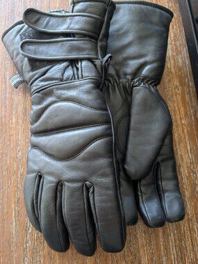 Motorcycle Leather Gauntlet Gloves Size M
